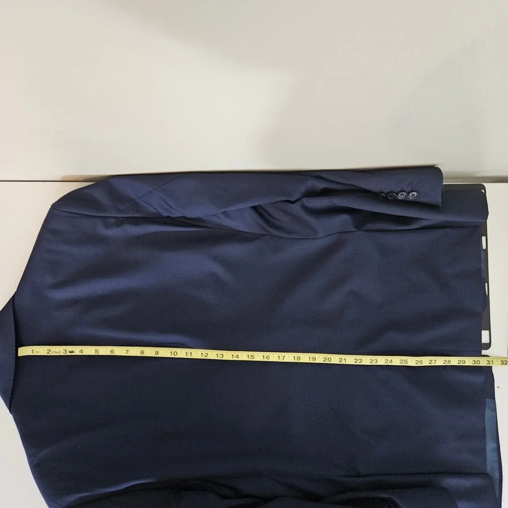 Canali Wool Blazer Suit Jacket Coat Navy Blue | US 44 | SMALL HOLE | FLAWS